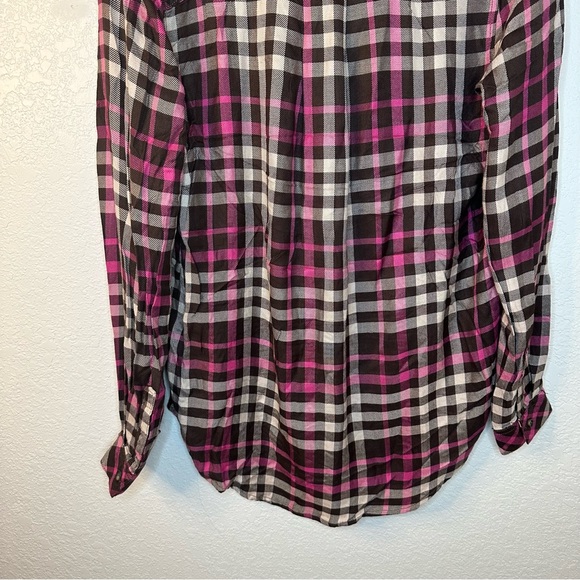 NWT Casa cabana pink and purple button down plaid blouse - Picture 7 of 7